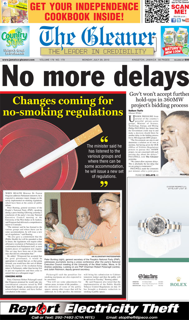 Today's Front Page The Jamaica Gleaner